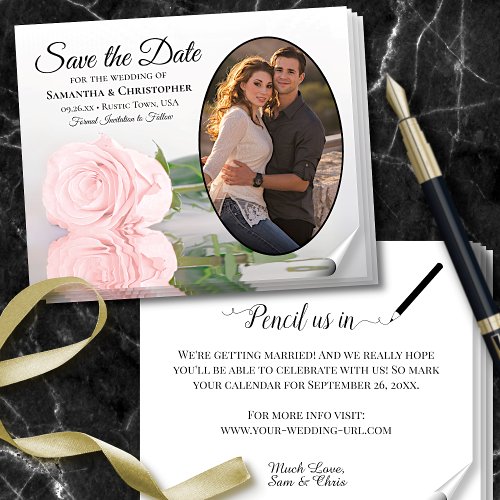 Blush Pink Rose BUDGET Photo Save The Date Flyer