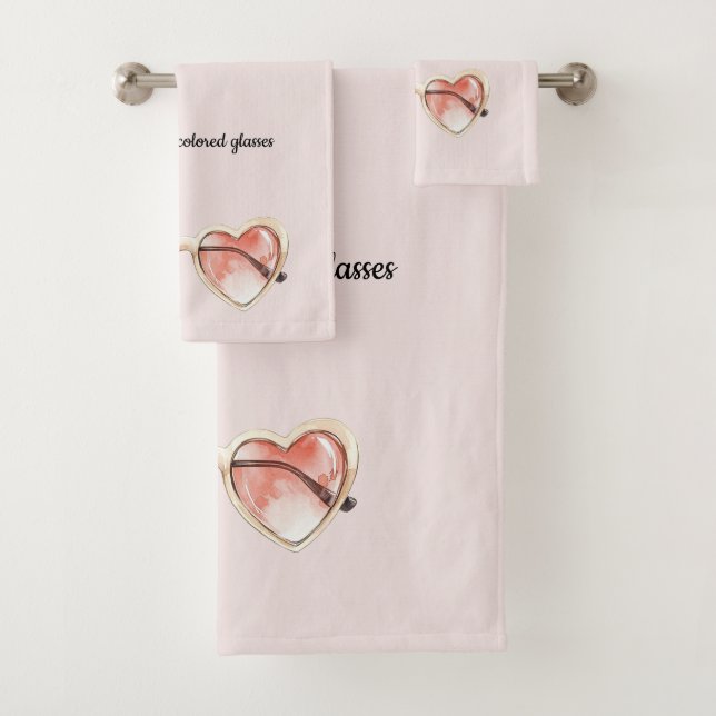 Blush Pink Rose Colored Sunglasses Bath Towel Set (Insitu)