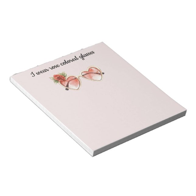 Blush Pink Rose Colored Sunglasses Notepad (Angled)