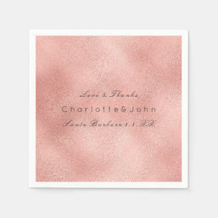 Blush Pink Rose Coral Gold Glass Metallic Lux Lace Napkins