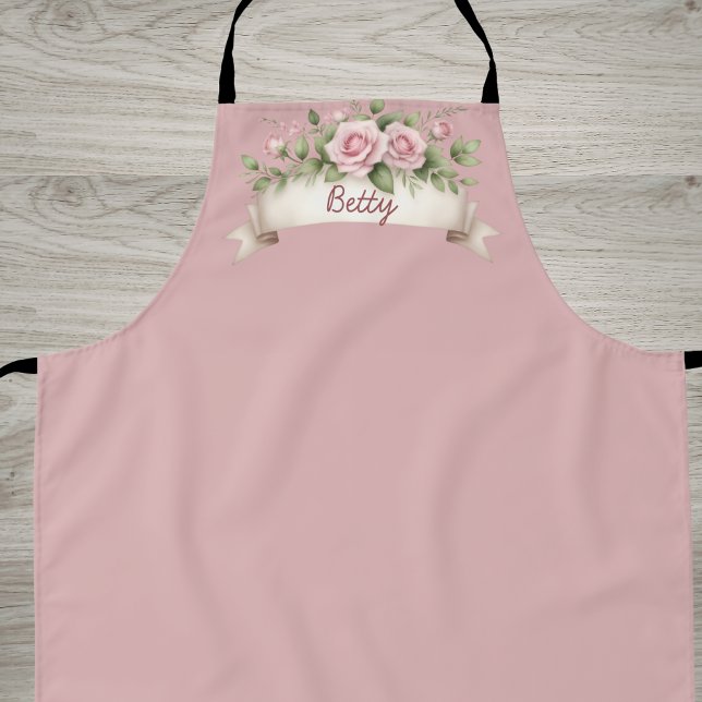 Blush Pink Rose Custom Name Apron (Creator Uploaded)