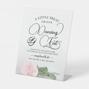 Blush Pink Rose Dancing Feet Flip Flop Wedding Pedestal Sign