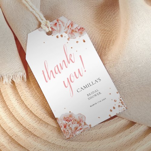 Blush Pink Rose Elegant Bridal Shower Gift Tag