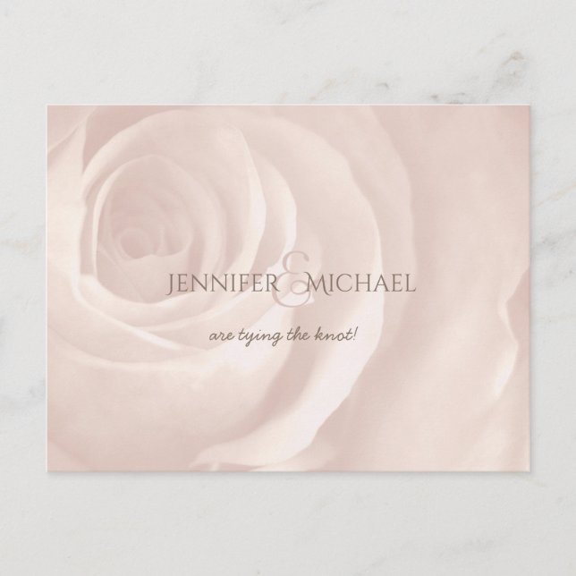 Blush pink rose elegant wedding save the date announcement postcard (Front)