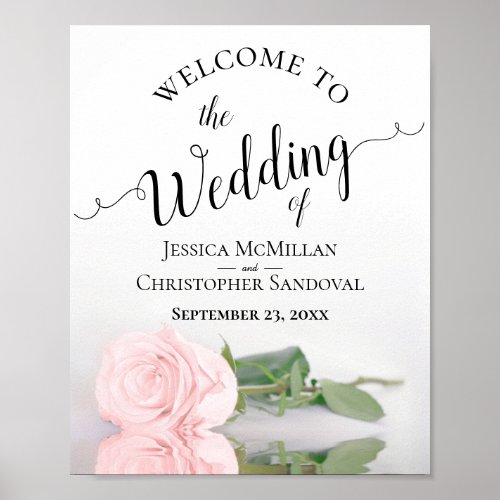 Blush Pink Rose Elegant Wedding Welcome Sign