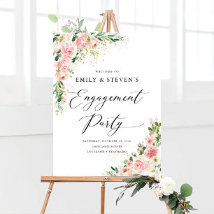 Blush Pink Rose Engagement Party Foam Boards