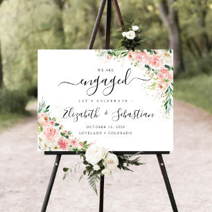 Blush Pink Rose Engagement Party Foam Boards