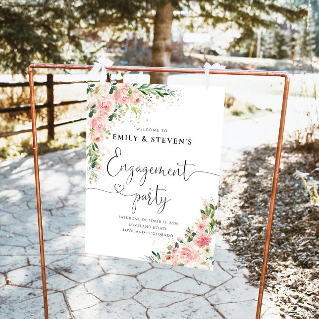 Blush Pink Rose Engagement Party Foam Boards (Creator Uploaded)