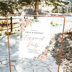Blush Pink Rose Engagement Party Foam Boards