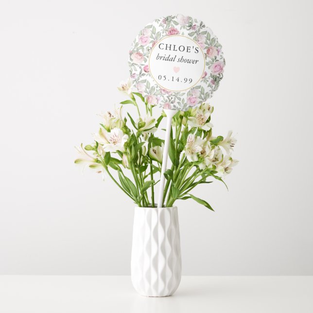 Blush Pink Rose Floral Bridal Shower Balloon (Vase)