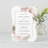 Blush Pink Rose Floral Bridal Shower Invitation (Standing Front)