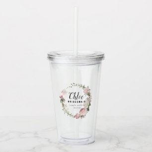Blush Pink Rose Floral Bridesmaid Acrylic Tumbler