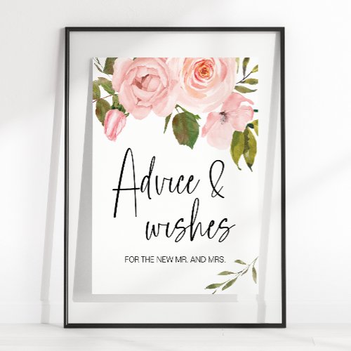 Blush Pink Rose Floral Card  Gifts Sign