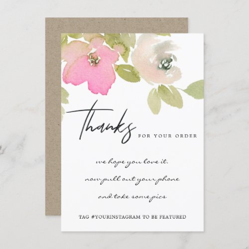 BLUSH PINK ROSE FLORAL CORPORATE BUSINESS LOGO THANK YOU CARD