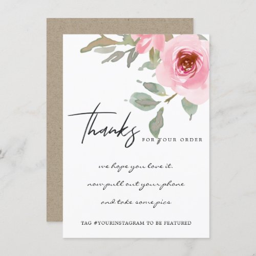 BLUSH PINK ROSE FLORAL CORPORATE BUSINESS LOGO THANK YOU CARD