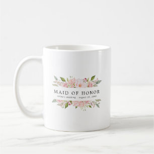 Blush Pink Rose Floral Maid of Honor Coffee Mug