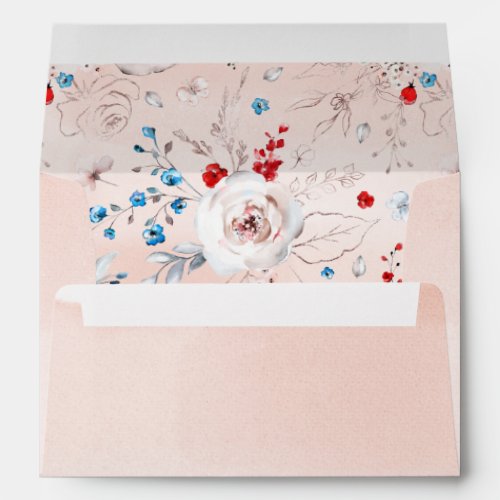 Blush Pink Rose Floral Pre_Printed Return Address Envelope