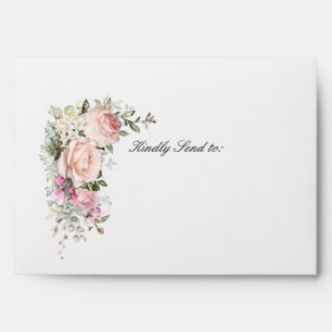Blush Pink Rose Floral Quinceanera Envelope