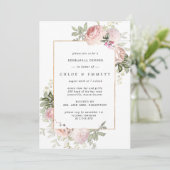Blush Pink Rose Floral Rehearsal Dinner Invitation (Standing Front)