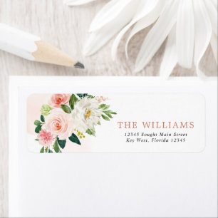 Blush Pink Rose Floral Return Address Labels
