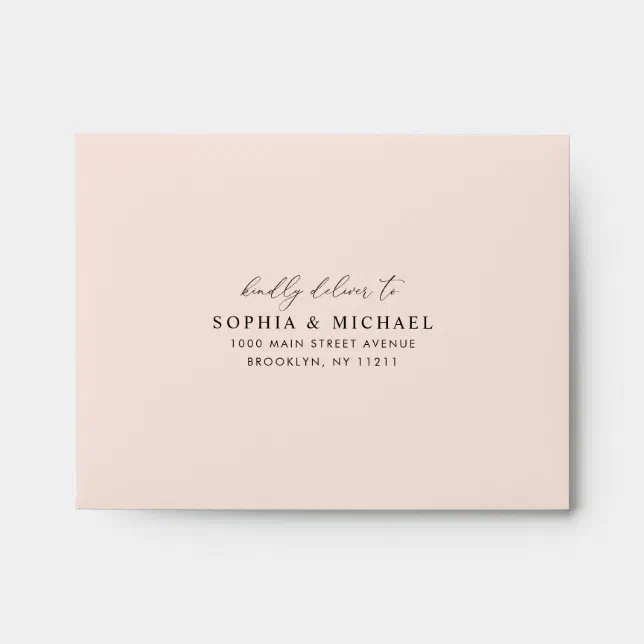 Blush Pink Rose Floral Return Address Wedding RSVP Envelope | Zazzle