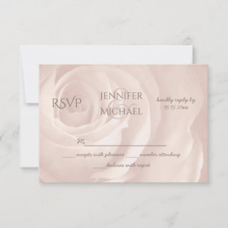 blush pink rose floral simple elegant wedding RSVP Card