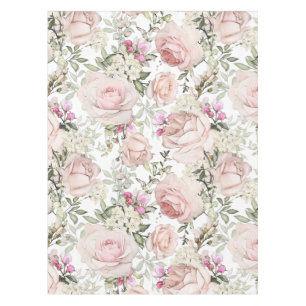 Blush Pink Rose Floral Tablecloth