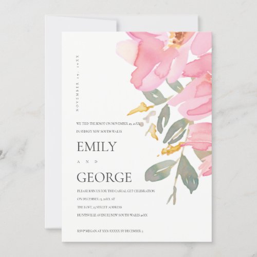 BLUSH PINK ROSE FLORAL WE TIED THE KNOT CARD