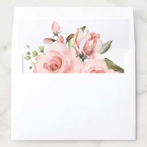 Blush Pink Rose Floral Wedding Envelope Liner