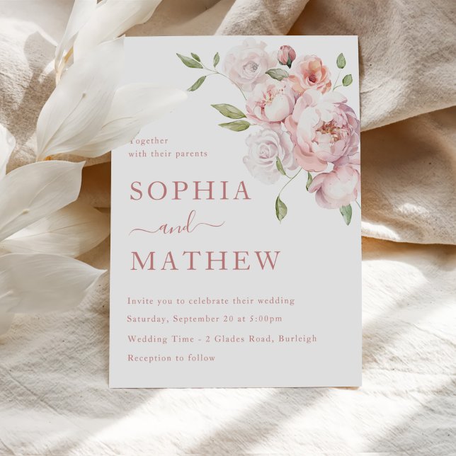 Blush Pink Rose Floral Wedding Invitation (Creator Uploaded)