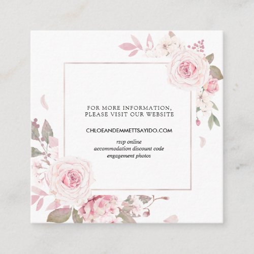 Blush Pink Rose Floral Wedding Website Enclosure Card