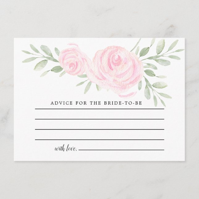 Blush Pink Rose Floral Words of Advice Card (Front)
