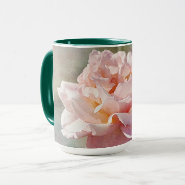 Blush Pink Rose Flower Art Mug Cup (Front Left)