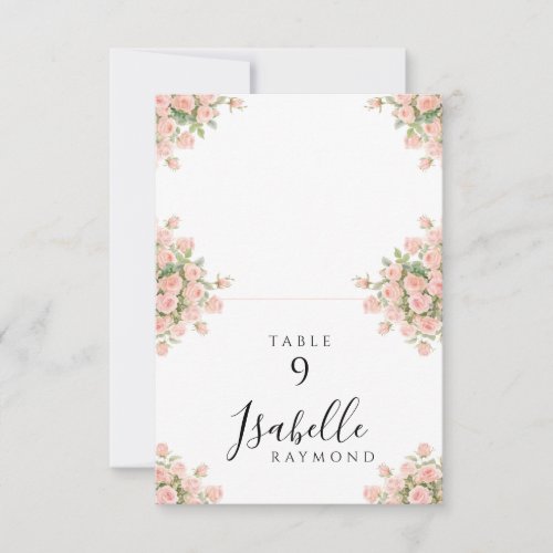 Blush Pink Rose Flower Bridal Shower Place Cards