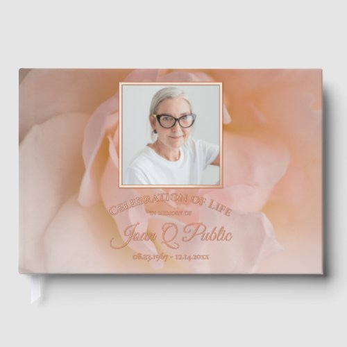 Blush Pink Rose Flower Celebration of Life Foil Guest Book