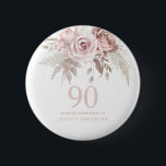 Blush Pink Rose Flowers 90th Birthday Party Button<br><div class="desc">Blush Pink Rose Flowers 90th Birthday Party button

See matching collection in Niche and Nest Store</div>