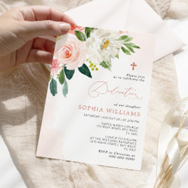 Blush Pink Rose Flowers Dedication Invitation