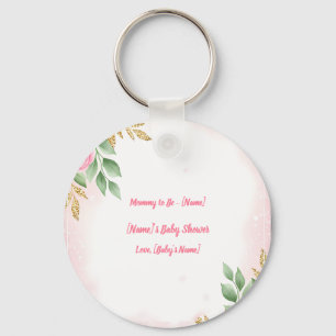 Blush Pink Rose for Mom-to-Be with Personalized Keychain