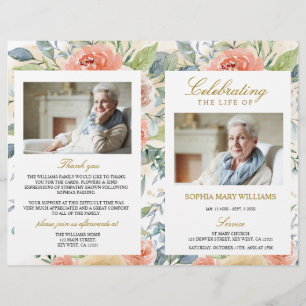 Blush Pink Rose Funeral Program   Order of Service