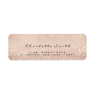 Blush Pink Rose Glitter RSVP Return Address Skinny Label