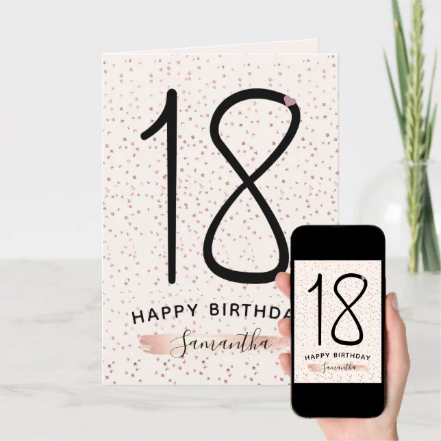 Blush Pink & Rose Gold 18th Birthday Card | Zazzle