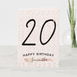 Blush Pink & Rose Gold 20 Birthday Card