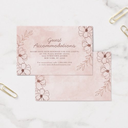 Blush Pink  Rose Gold Accommodations Insert Card