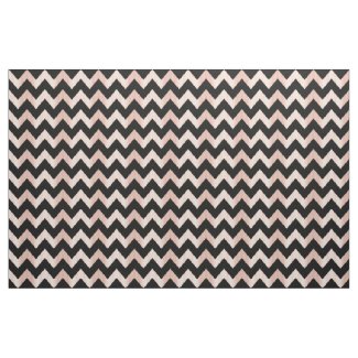 Blush Pink Rose Gold and Black Chevron Fabric