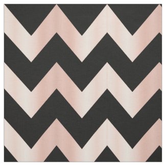 Blush Pink Rose Gold and Black Chevron Fabric