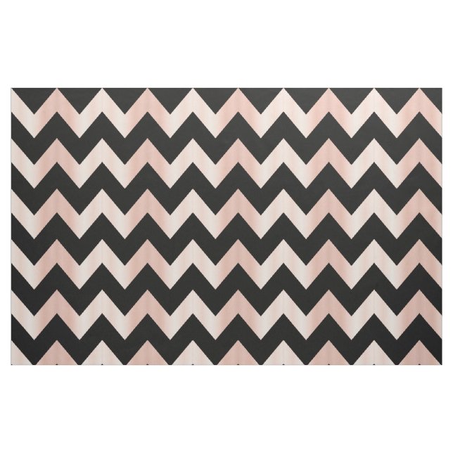 Blush Pink Rose Gold and Black Chevron Fabric (Fat Quarter)