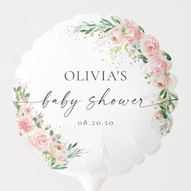 Blush Pink Rose Gold Baby Shower Balloon (Back)
