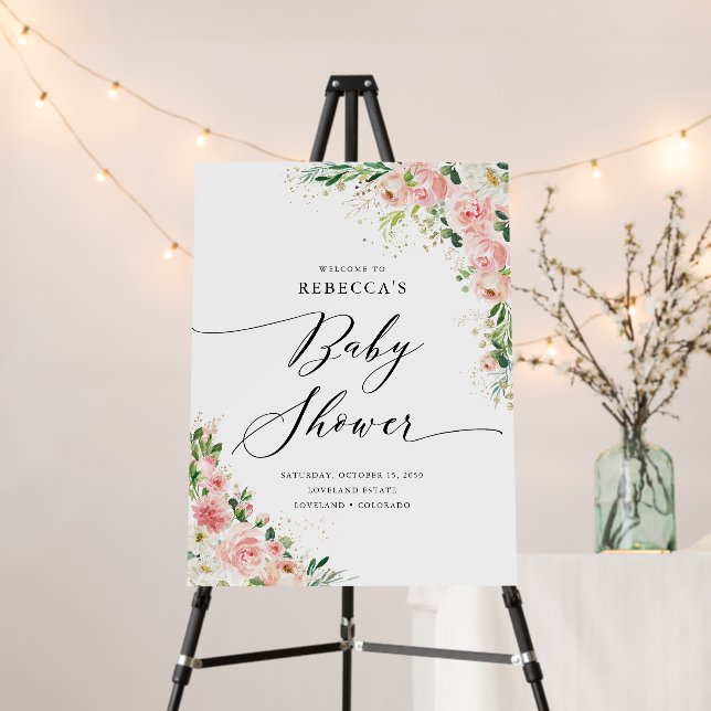 Blush Pink Rose Gold Baby Shower Foam Board (In Situ (Stand))