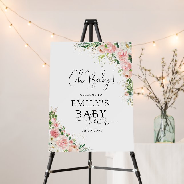 Blush Pink Rose Gold Baby Shower Foam Board (In Situ (Stand))