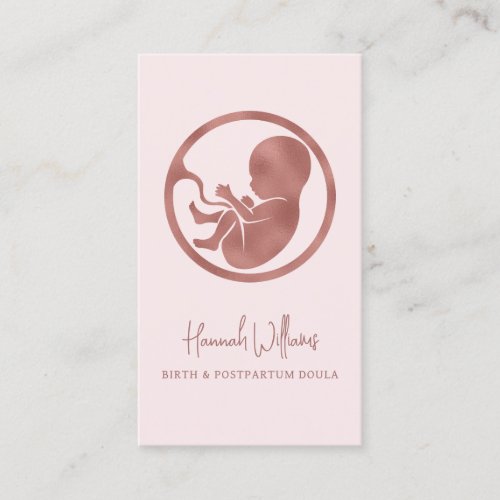 Blush Pink  Rose Gold Birth  Postpartum Doula  Business Card